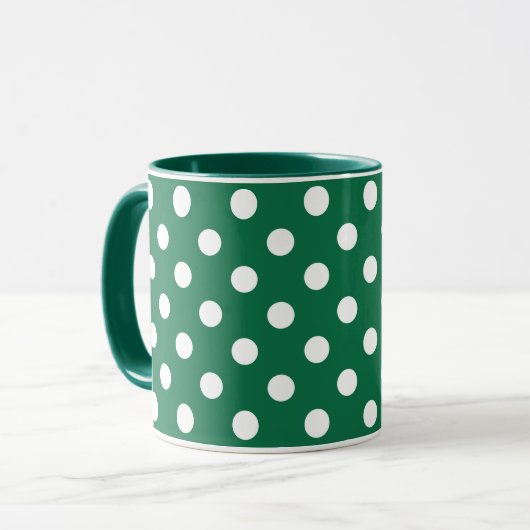 groene, witte en groene stippen mok (Voorkant links)
