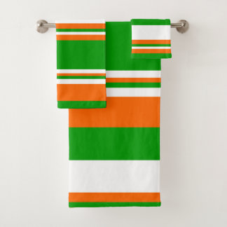 Groene, Witte en Oranje Strepen Bad Handdoek