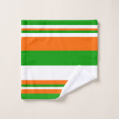 Groene, Witte en Oranje Strepen Bad Handdoek (Wasdoekje)