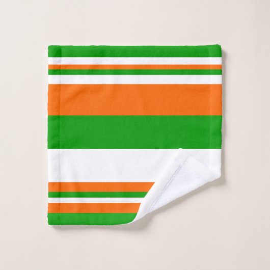 Groene, Witte en Oranje Strepen Bad Handdoek (Wasdoekje)