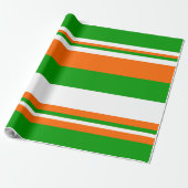Groene, witte en Oranje strepen Cadeaupapier (Uitgerold)