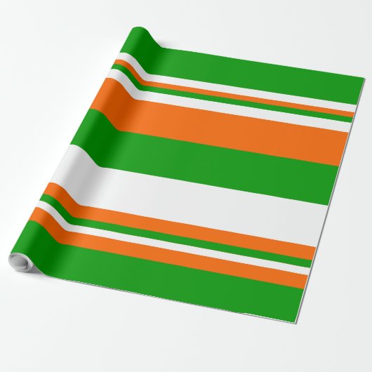 Groene, witte en Oranje strepen Cadeaupapier (Uitgerold)