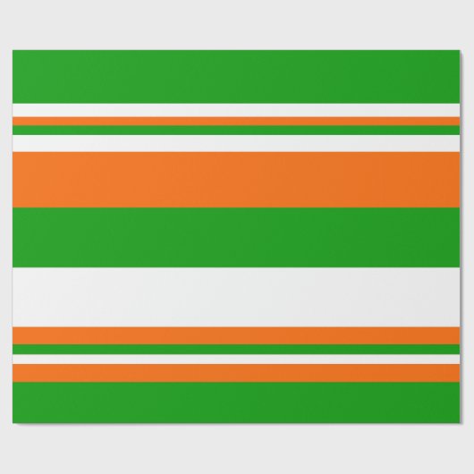 Groene, witte en Oranje strepen Cadeaupapier (Vlak)