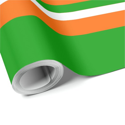 Groene, witte en Oranje strepen Cadeaupapier (Rol Hoek)