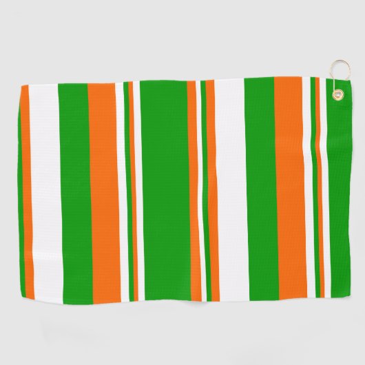 Groene, witte en Oranje strepen Golfhanddoek (Horizontaal)