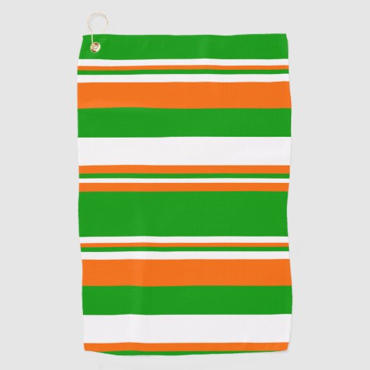 Groene, witte en Oranje strepen Golfhanddoek (Voorkant)