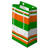 Groene, witte en Oranje strepen Klein Cadeauzakje (Voorkant Gekanteld)