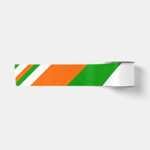 Groene, Witte en Oranje Strepen Satijnen Lint