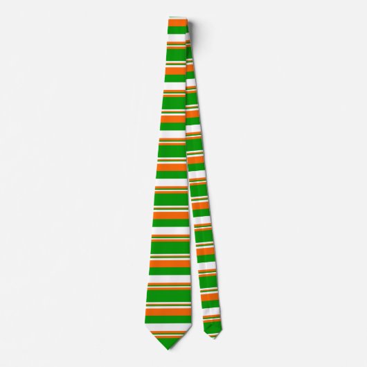 Groene, witte en Oranje strepen Stropdas (Voorkant)