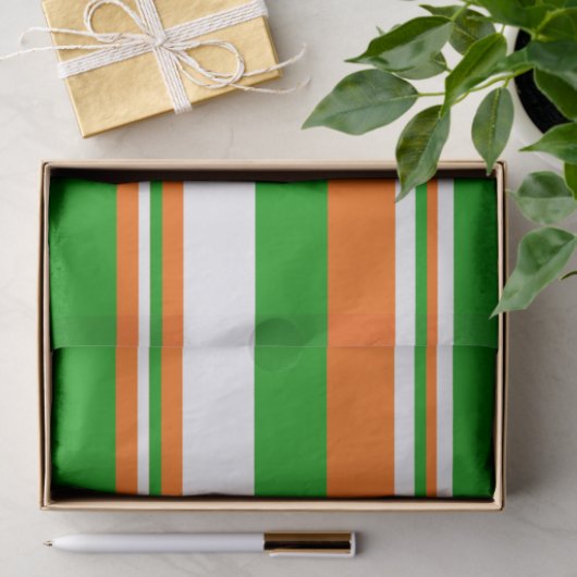 Groene, witte en Oranje strepen Tissuepapier (Geschenk)