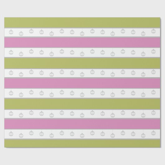 Groene, witte en roze streep met siervoorwerpen cadeaupapier (Vlak)