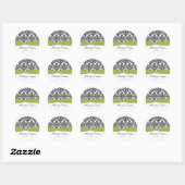Groene, witte en zwarte Damask 1,5" ronde Sticker (Vel)