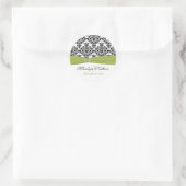 Groene, witte en zwarte Damask 1,5" ronde Sticker (Tas)