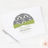 Groene, Witte en Zwarte Damask 3"Ronde Sticker (Envelop)