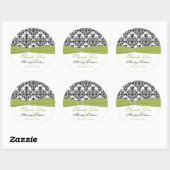 Groene, Witte en Zwarte Damask 3"Ronde Sticker (Vel)