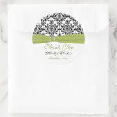 Groene, Witte en Zwarte Damask 3"Ronde Sticker (Tas)