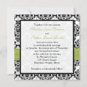 Groene, witte en zwarte Damask III Wedding Invite Kaart (Achterkant)
