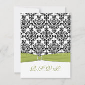 Groene, Witte, en Zwarte Damast II RSVP Kaart (Voorkant)