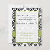 Groene, Witte, en Zwarte Damast II RSVP Kaart (Achterkant)