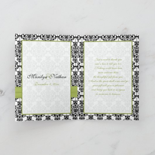Groene, Witte en Zwarte Dank u Kaart met Foto (Binnen)