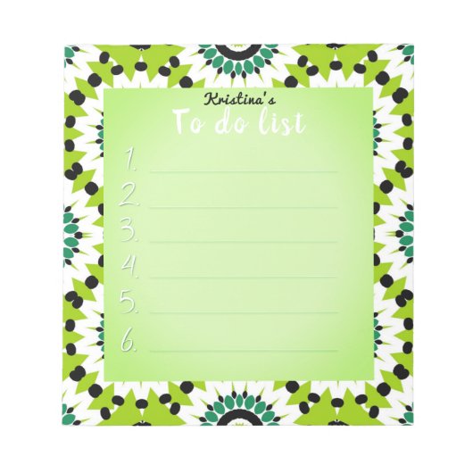 Groene witte en zwarte luis legant om lijst te doe notitieblok (Voorkant)