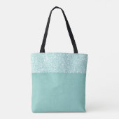 Groene witte Floral Pastel Trendy Monogram Tote Bag (Achterkant)