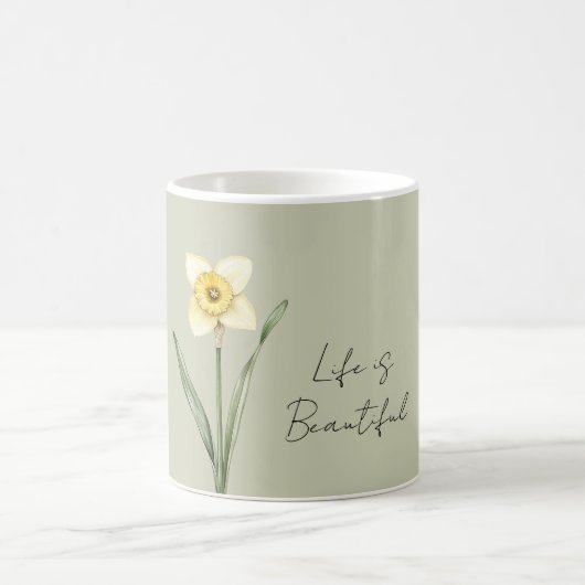 Groene Witte Gele Narcis Bloem Koffiemok (Center)