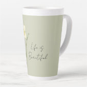 Groene Witte Gele Narcis Bloem Latte Mok (Rechterhoek)