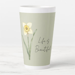Groene Witte Gele Narcis Bloem Latte Mok