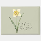 Groene Witte Gele Narcis Bloem Magneet (Voorkant)