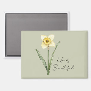 Groene Witte Gele Narcis Bloem Magneet
