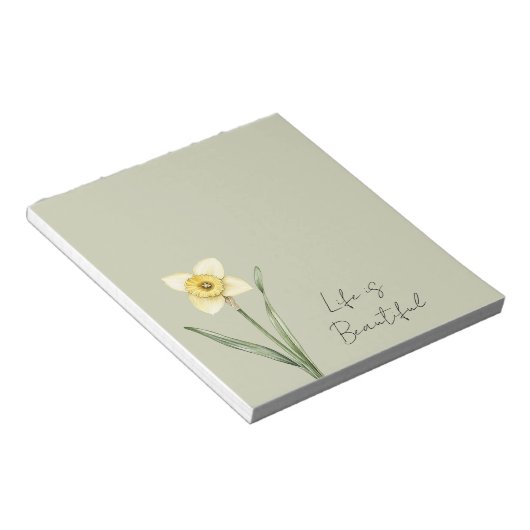Groene Witte Gele Narcis Bloem Notitieblok (Schuin)