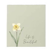 Groene Witte Gele Narcis Bloem Notitieblok (Voorkant)