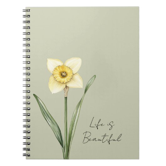 Groene Witte Gele Narcis Bloem Notitieboek (Voorkant)