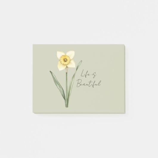 Groene Witte Gele Narcis Bloem Post-it® Notes (Voorkant)