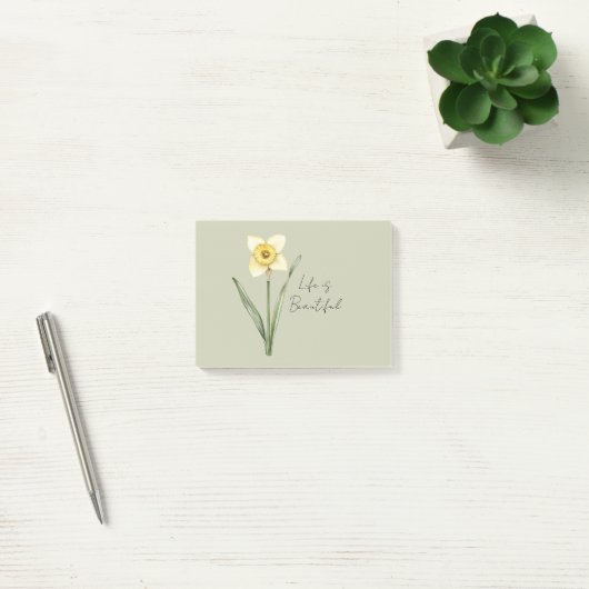 Groene Witte Gele Narcis Bloem Post-it® Notes (Kantoor)