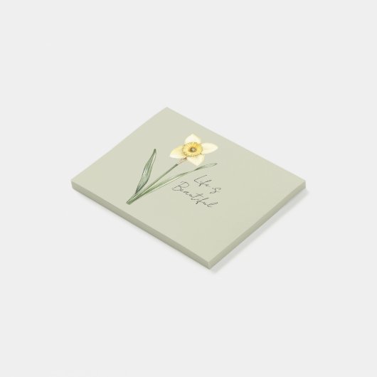 Groene Witte Gele Narcis Bloem Post-it® Notes (Schuin)