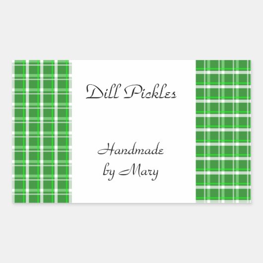 Groene Witte Geruite Aangepaste Recept Stickers (Voorkant)