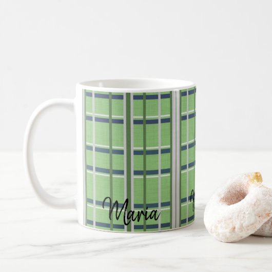 Groene Witte Geruite Mok (Met donut)