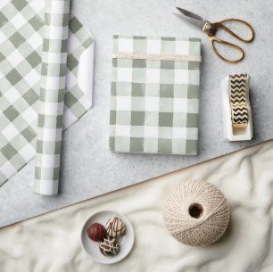 Groene Witte Geruite Strepen Verjaardag Cadeaupapier