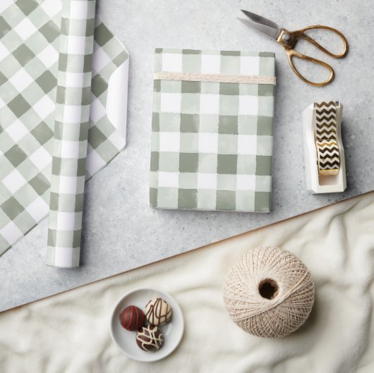 Groene Witte Geruite Strepen Verjaardag Cadeaupapier (Crafts)