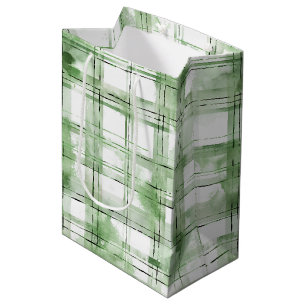 Groene Witte Geruite Strepen Verjaardag Medium Cadeauzakje