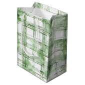 Groene Witte Geruite Strepen Verjaardag Medium Cadeauzakje (Achterkant Gekanteld)