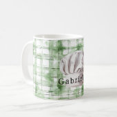 Groene Witte Geruite Strepen Witte Kookmuts Koffiemok (Voorkant links)