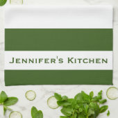Groene & Witte Gestreepte Streep Keuken Handdoeken (Gevouwen)