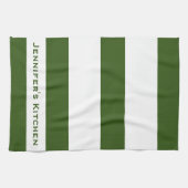 Groene & Witte Gestreepte Streep Keuken Handdoeken (Horizontaal)