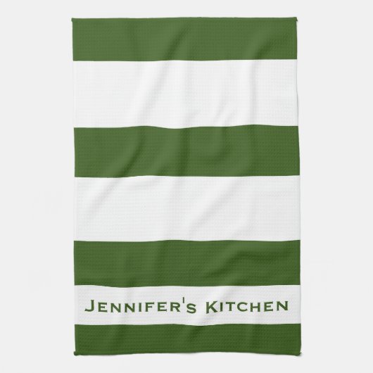 Groene & Witte Gestreepte Streep Keuken Handdoeken (Verticaal)
