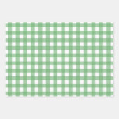 Groene Witte Gingham Stippen Gestreepte Matching Inpakpapier Vel (Voorkant)