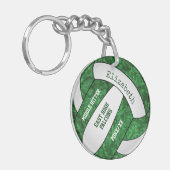 groene witte girale teamkleuren aangepaste volleyb sleutelhanger (Voorkant Links)