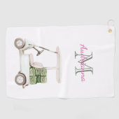 Groene Witte Golfkar Monogram Golfhanddoek (Horizontaal)